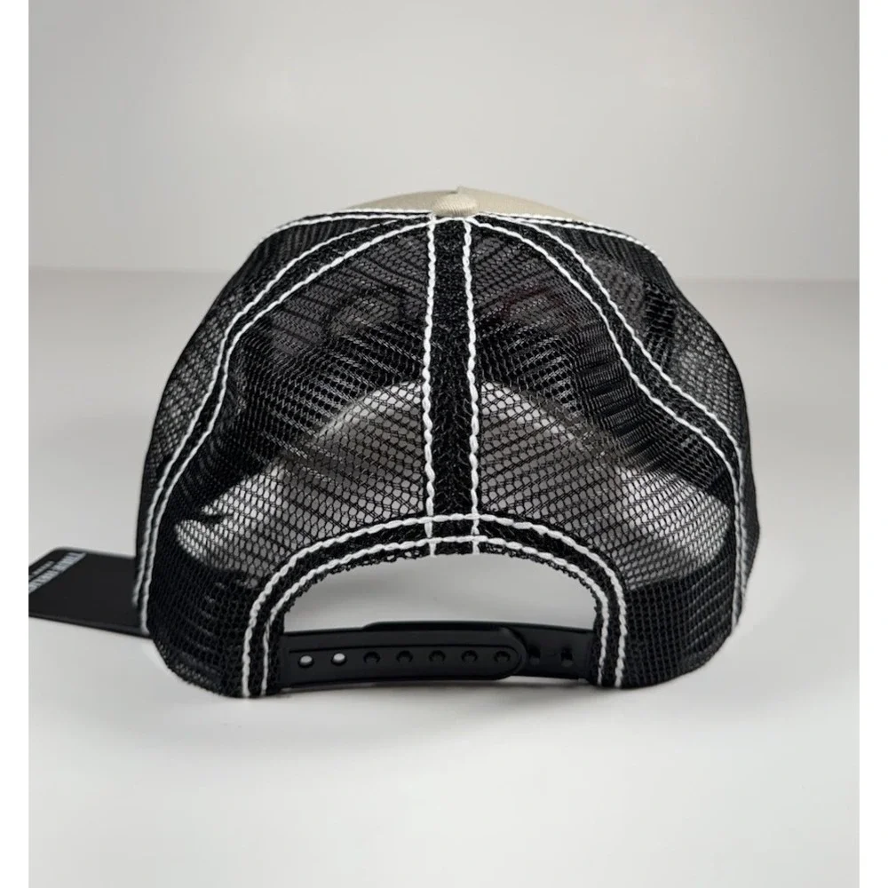 TRUE RELIGION Buddha Patch Trucker Snapback Hat Tan Black Men's *NEW* $69